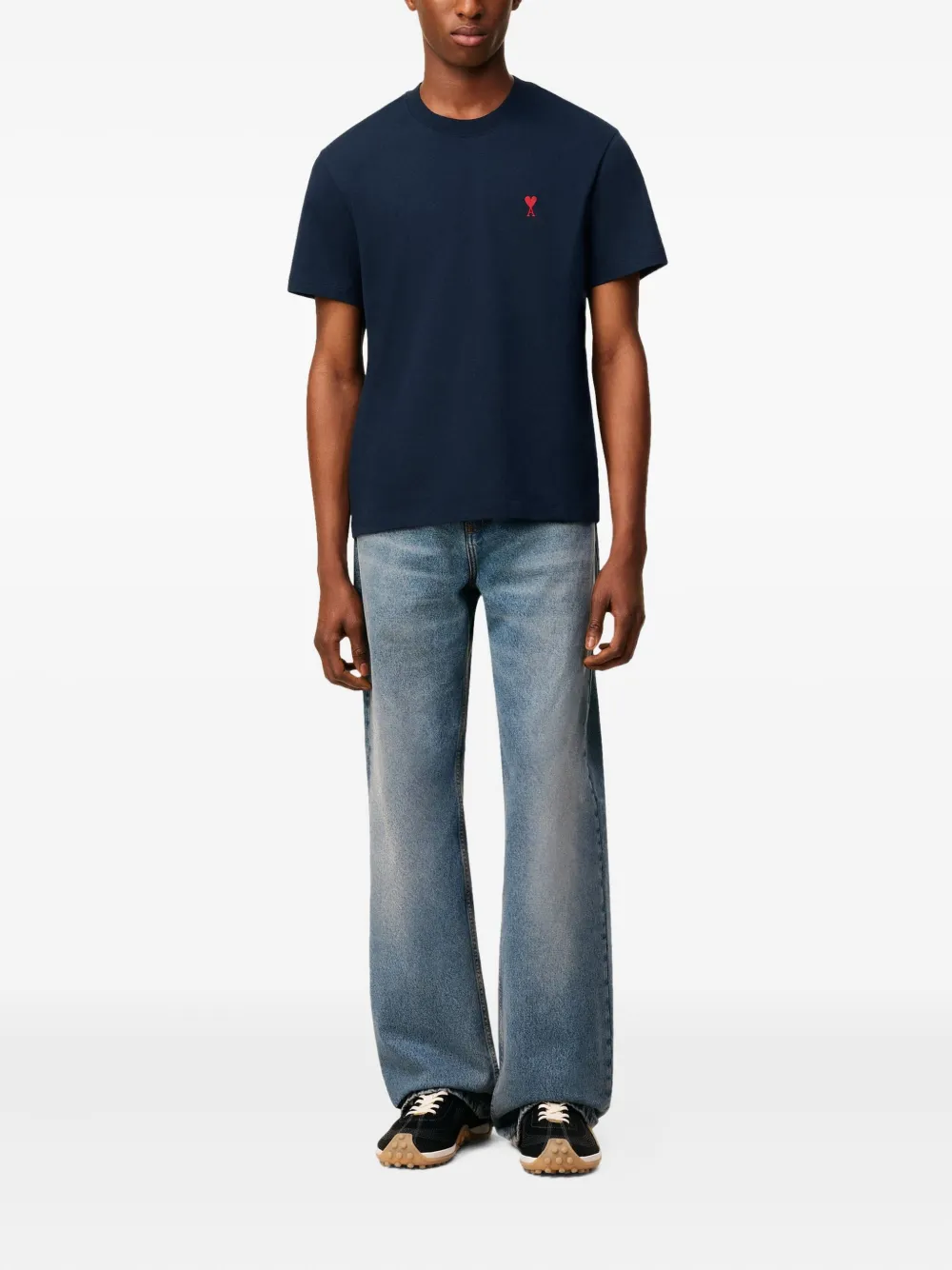 AMI Paris T-shirt met logo Blauw