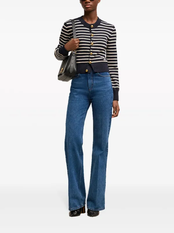 AMI Paris stripe-pattern cotton-blend Cardigan Blue FARFETCH IN