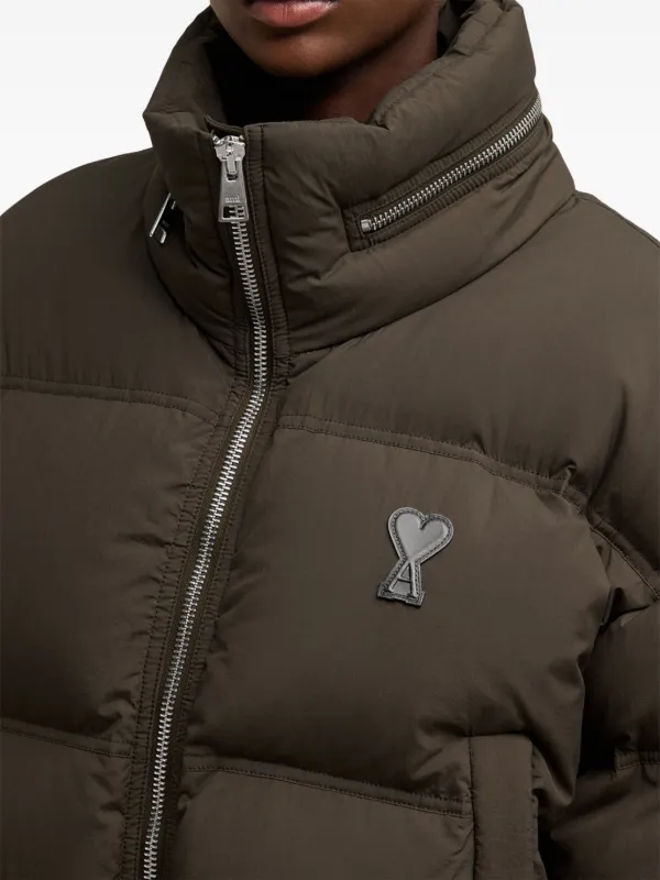 AMI Paris Zipped Puffer Jacket | Brown | FARFETCH