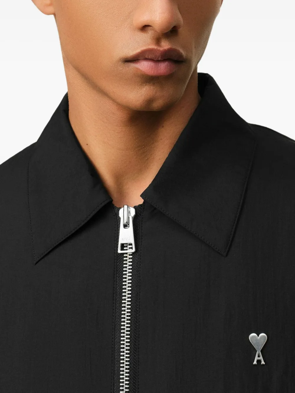 AMI Paris Ami De Coeur Zipped Jacket | Black | FARFETCH