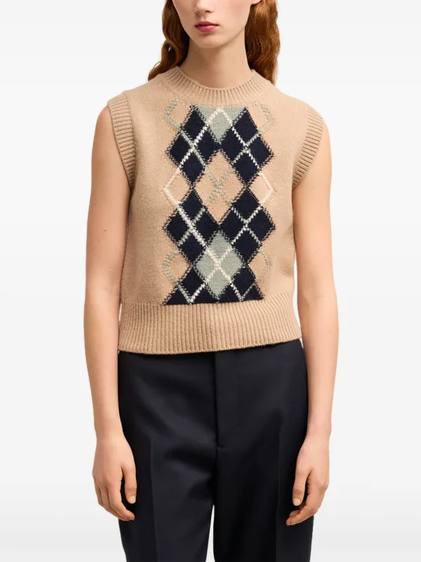 AMI Paris check-pattern wool-blend Vest Neutrals FARFETCH EG
