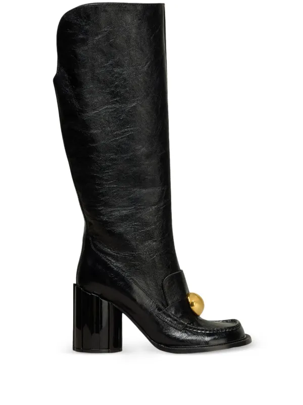 Ami Paris 90mm Stud-embellished Leather Knee-high Boots in Black