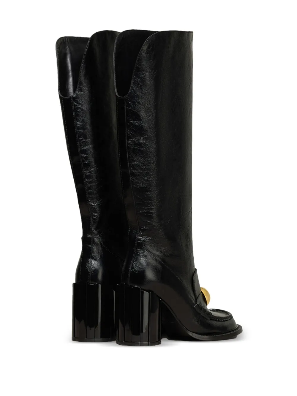 AMI Paris 90mm stud-embellished leather knee-high boots Black