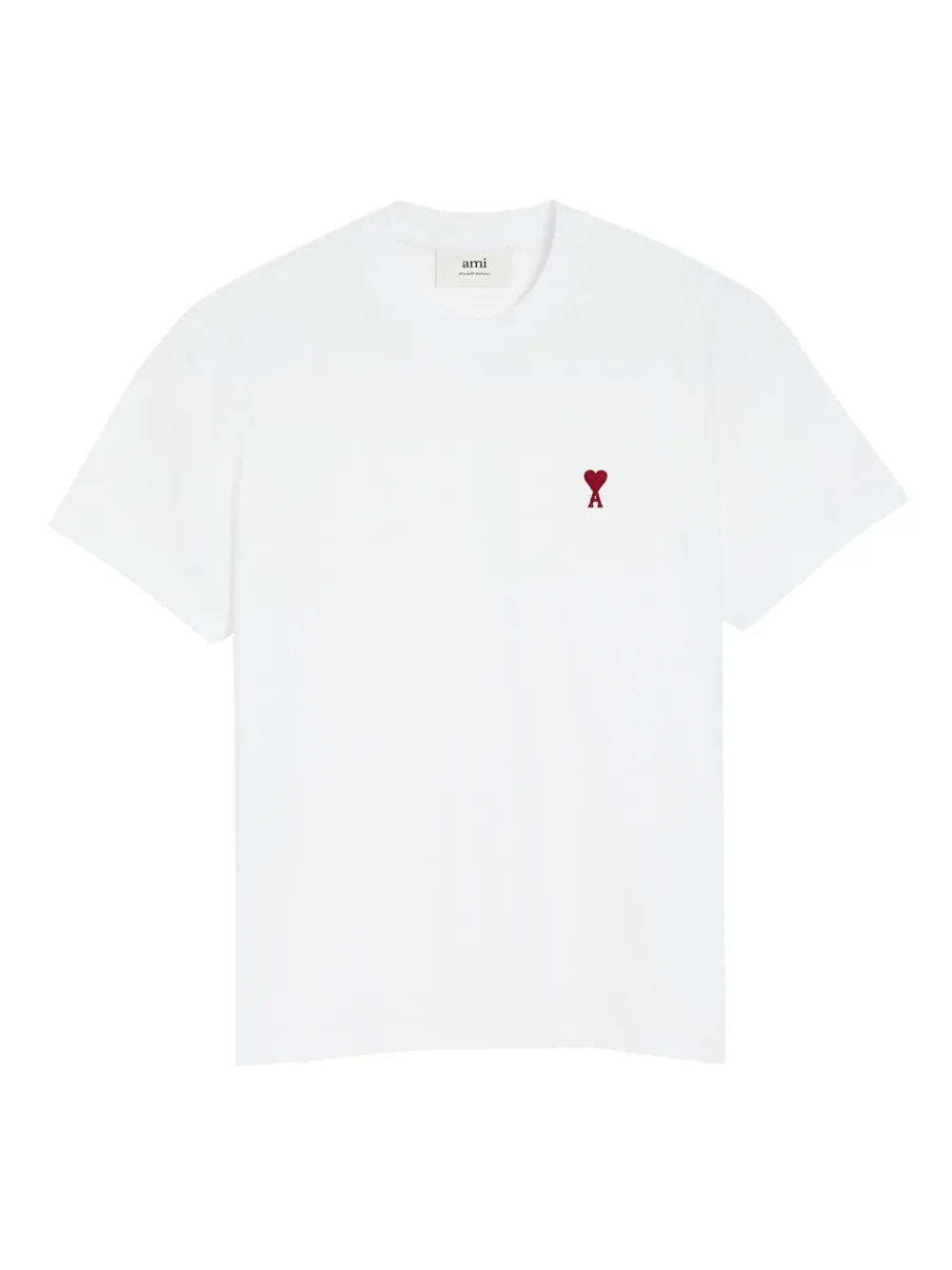 thumbnail image 2 of AMI Paris White T-Shirt With Red Logo - Regular Fit, Crew Neck, Short Sleeve - Unisex 2 of 2