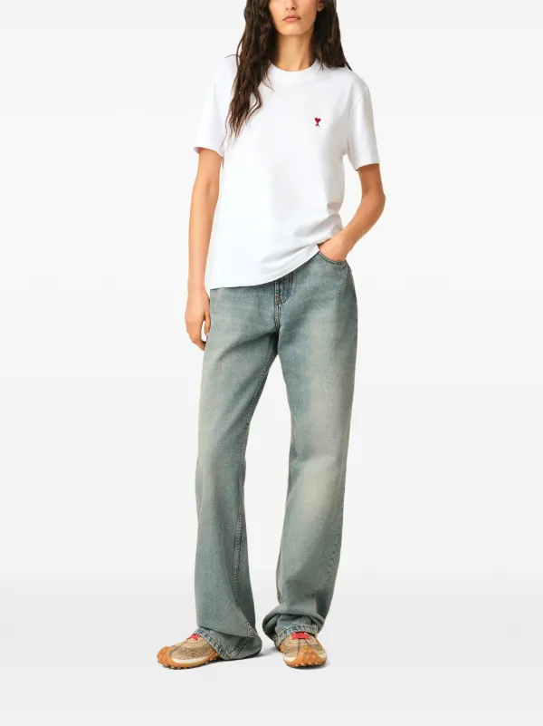 AMI Paris White Cotton T-shirt With Ami De Coeur | White | FARFETCH
