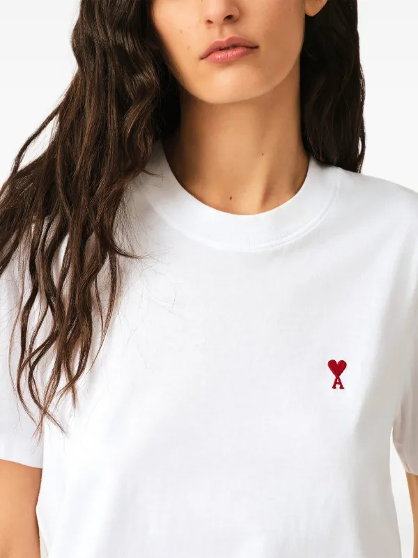 AMI Paris White Cotton T-shirt With Ami De Coeur | White | FARFETCH