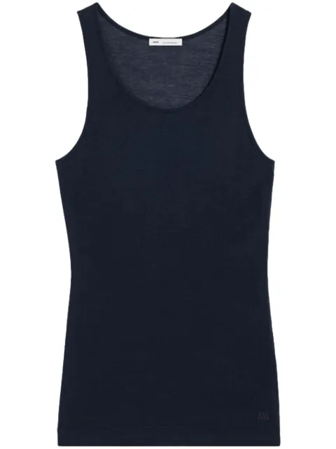 AMI Paris logo-embroidered cotton-blend top 