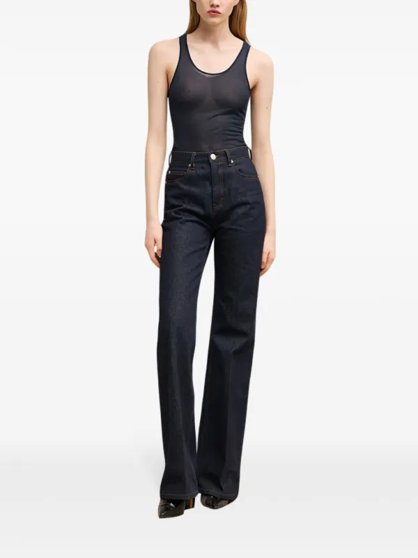 AMI Paris logo-embroidered cotton-blend Top | Blue | FARFETCH