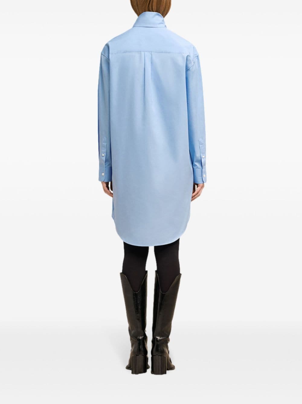 Shop Ami Alexandre Mattiussi Scarf-collar Cotton Shirt Dress In Blue