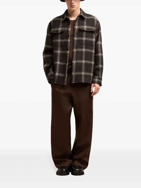 AMI Paris チェック シャツジャケット | ブラウン | FARFETCH JP