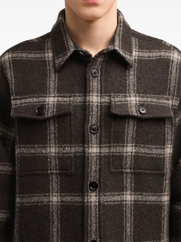 AMI Paris チェック シャツジャケット | ブラウン | FARFETCH JP