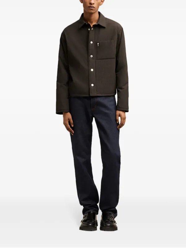 AMI Paris Ami De Coeur Padded Overshirt | Brown | FARFETCH