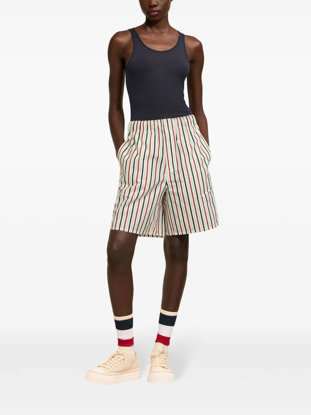 Ami Alexandre Mattiussi La Plage Ami Printed Mini Shorts In Neutral