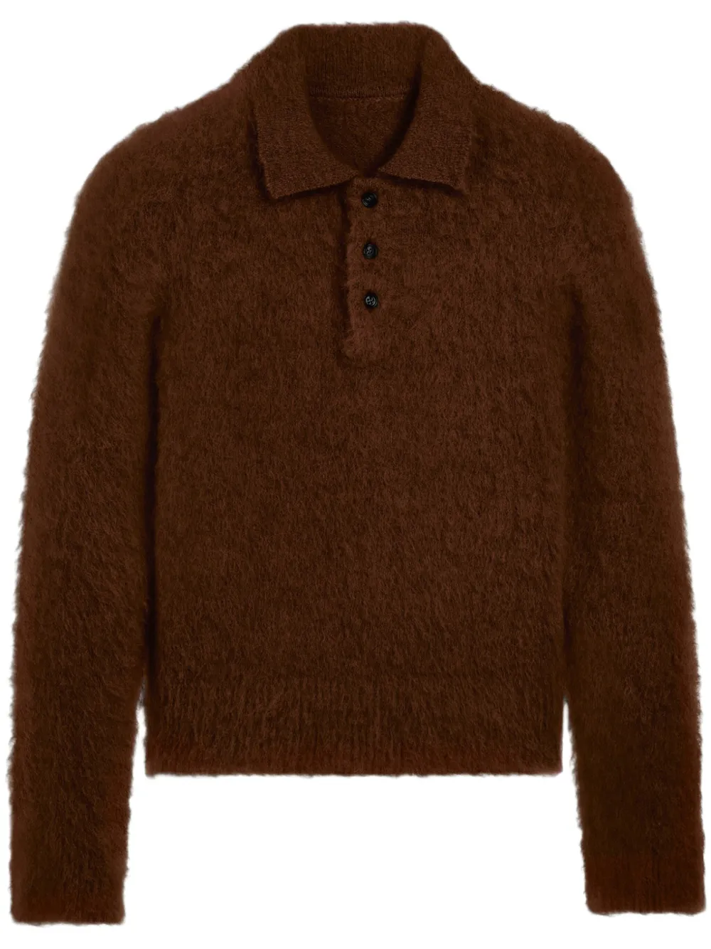 AMI Paris brushed-finish polo-collar jumper | Brown | Image 1