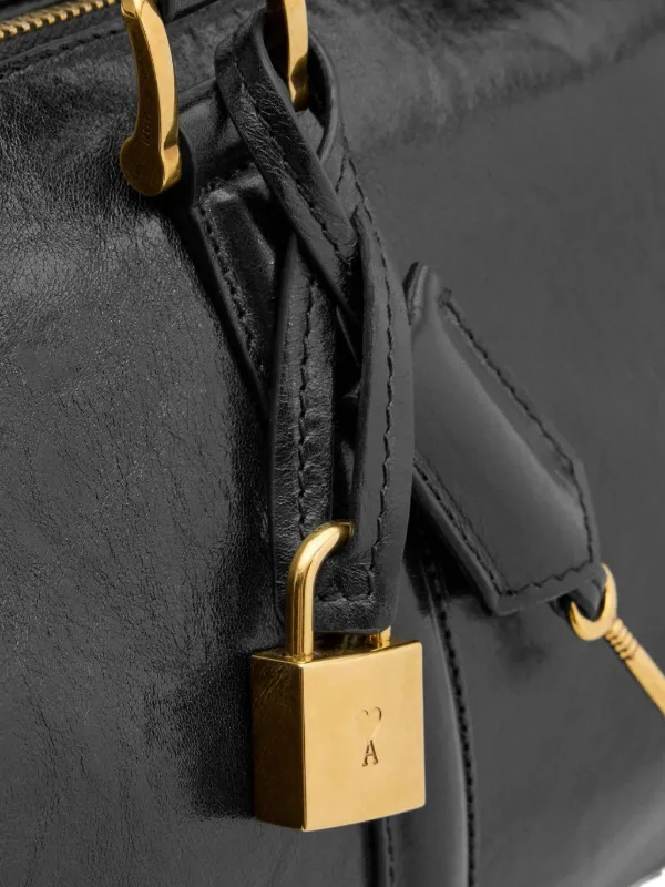 AMI Paris Boston Leather Tote Bag | Black | FARFETCH