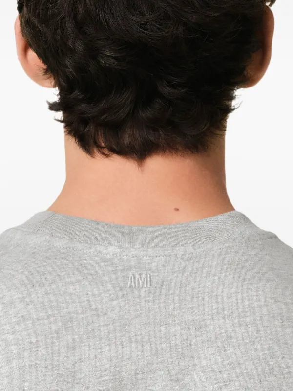 【関税&送料込】Ami Paris Ami De Coeur Grey T-Shirt AMI Paris Ami De Coeur-embroidered T-shirt | Grey | FARFETCH