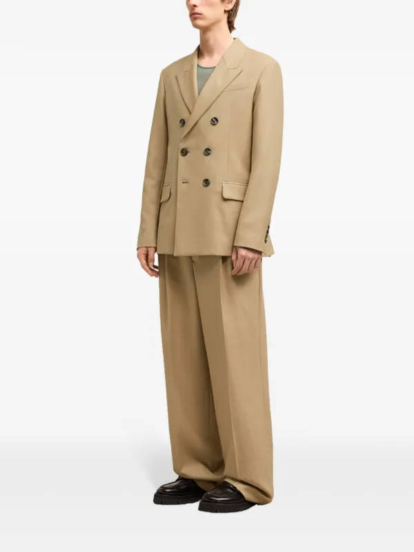 AMI Paris Double Breasted Virgin Wool Blazer | Neutrals