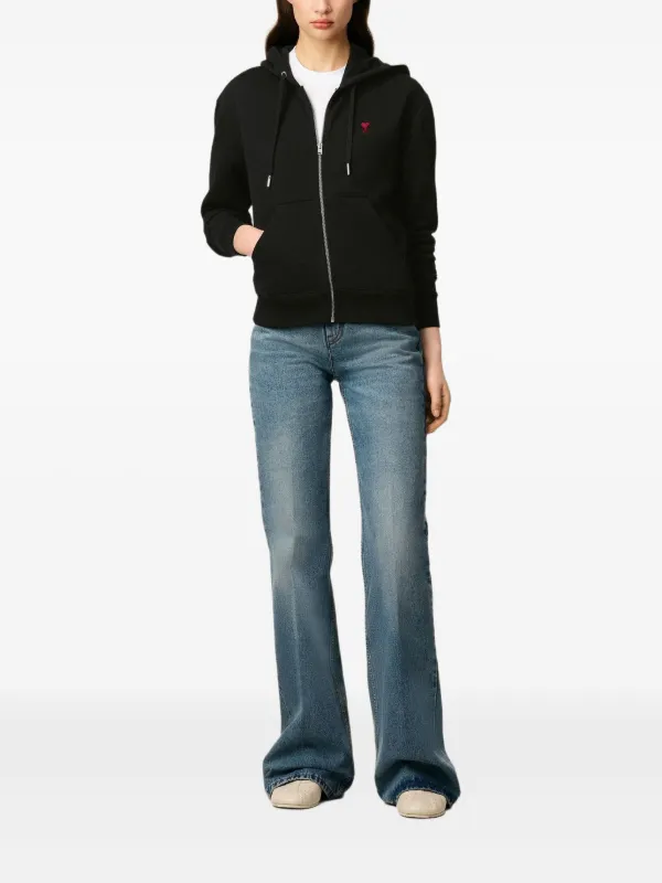 【関税込み】AMI Paris ブラック Ami de Coeur ジップフーディ AMI Paris Ami De Cœur Crewneck Jumper | Black | FARFETCH