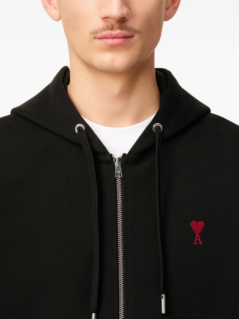 AMI Paris Ami De Coeur zip-up Hoodie | Black | FARFETCH GE