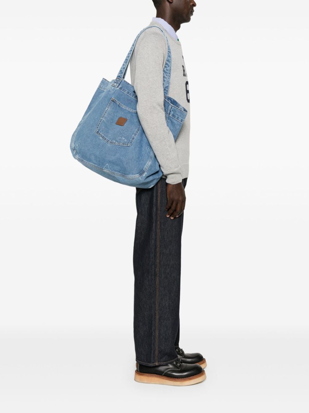 Carhartt WIP logo-patch denim tote bag - Blauw