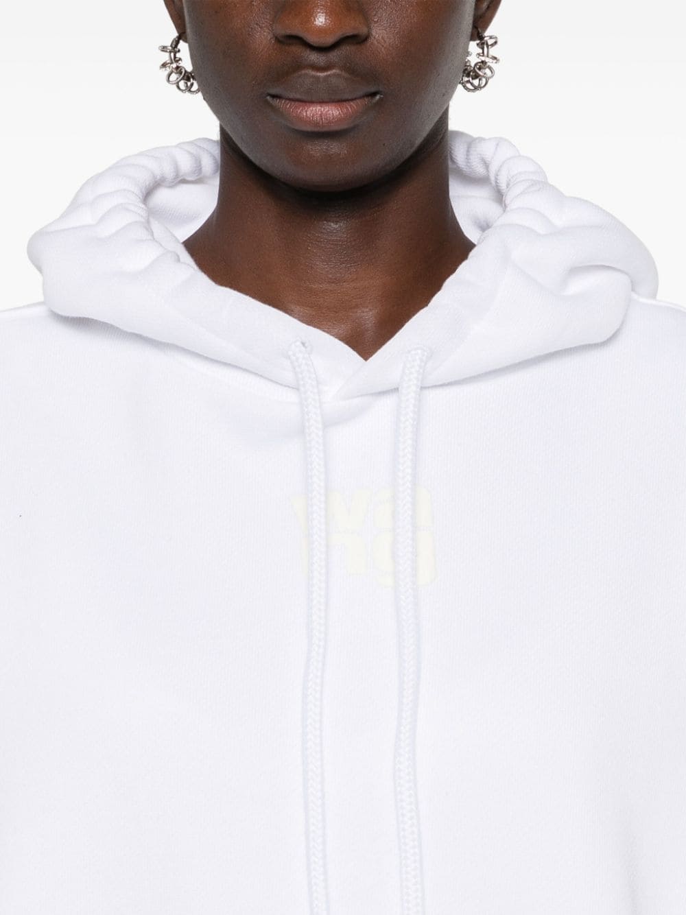 Shop Alexander Wang Logo-print Cotton Hoodie In Weiss