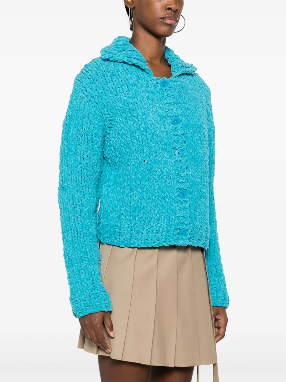 Jw Anderson Women Chenille Cardigan In Blue