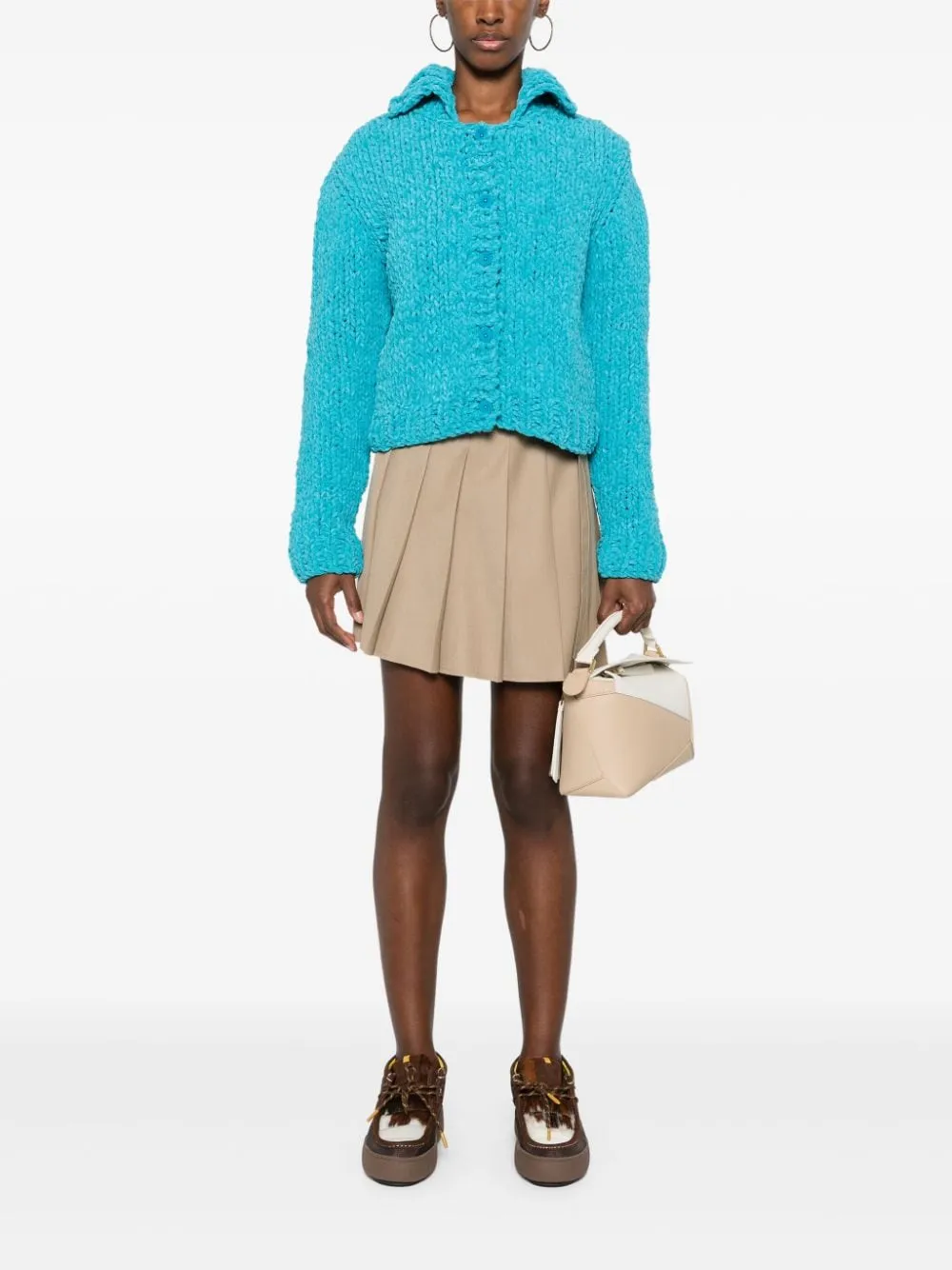 Jw Anderson Women Chenille Cardigan In Blue