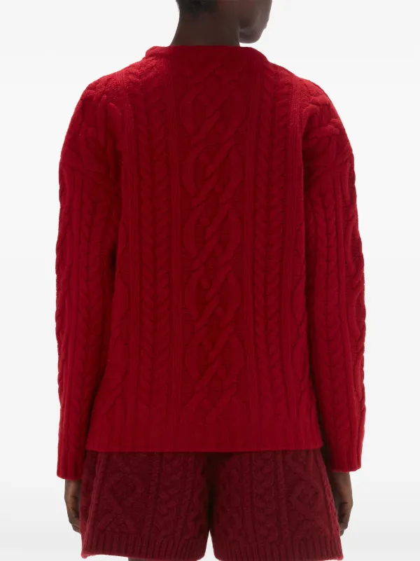 サイズS■新品■モンクレールx JW ANDERSONニットセーター レディース JW Anderson ケーブルニット セーター | レッド | FARFETCH JP