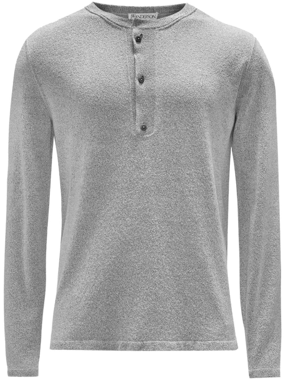 Shop Jw Anderson Bouclé Henley Top In Grey