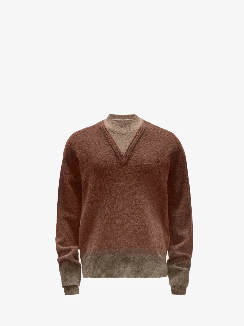Jw Anderson Gradient V-neck Sweater In Brown