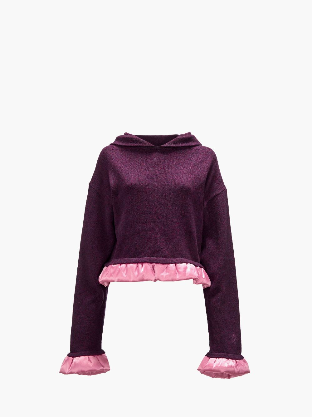 Jw Anderson Cropped Hoodie With Satin Details In Purple