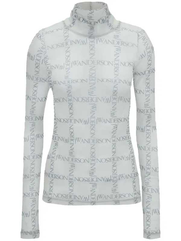 JW Anderson Sheer Turtleneck Top in White
