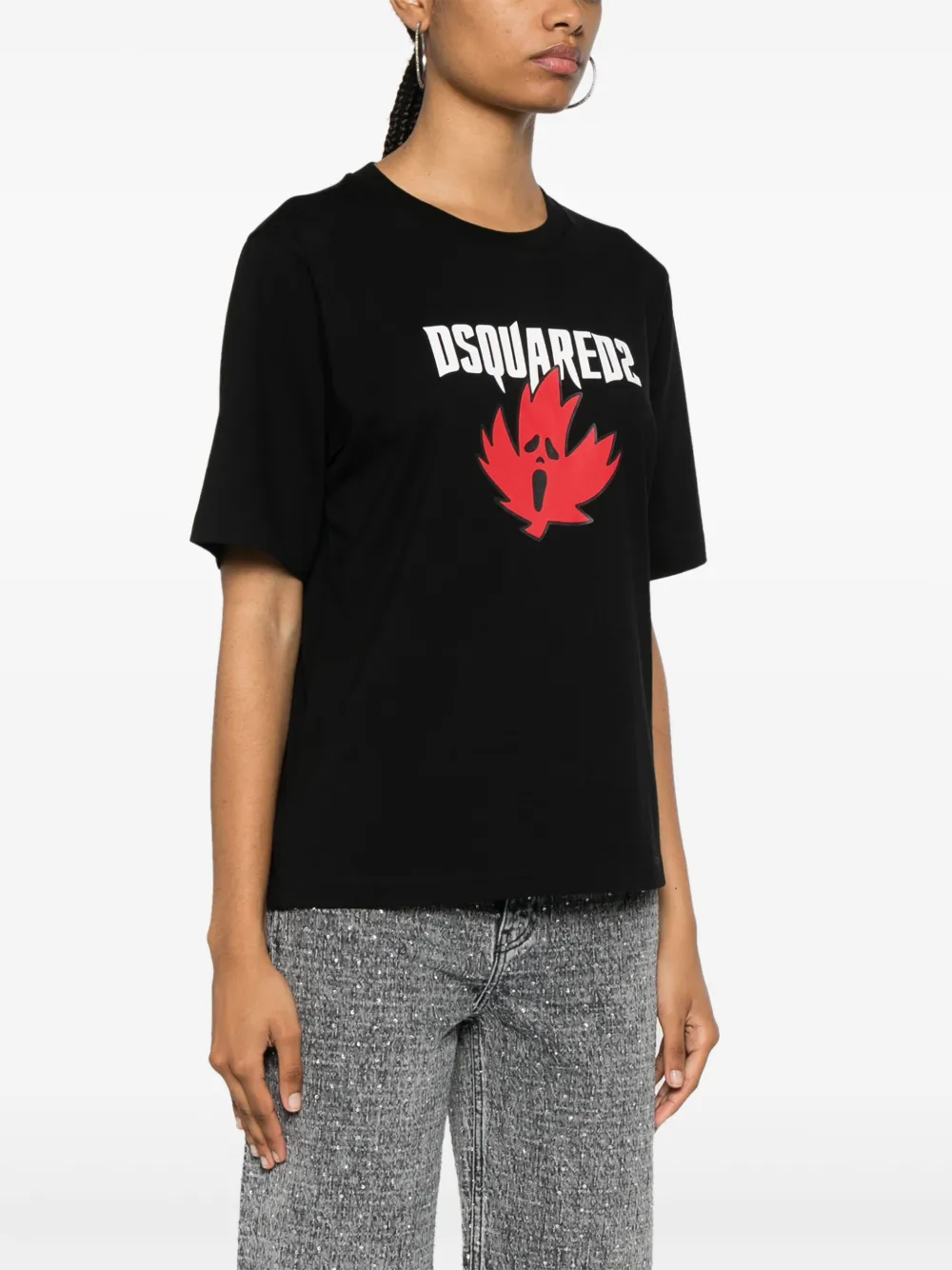 Affordable DSQUARED2 Horror maple leaf-print T-shirt Women