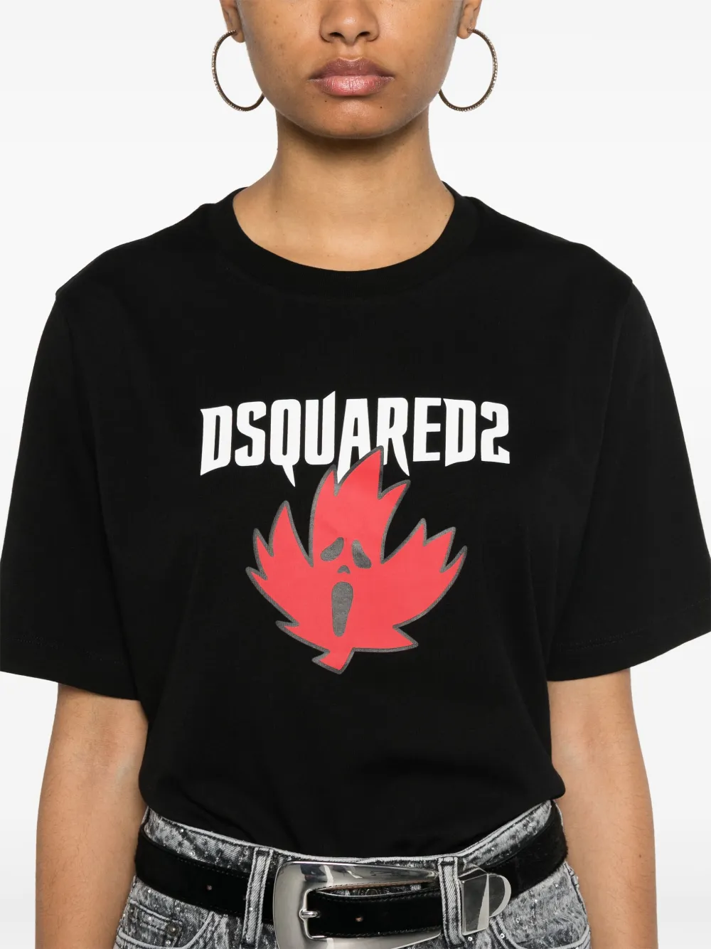 Affordable DSQUARED2 Horror maple leaf-print T-shirt Women