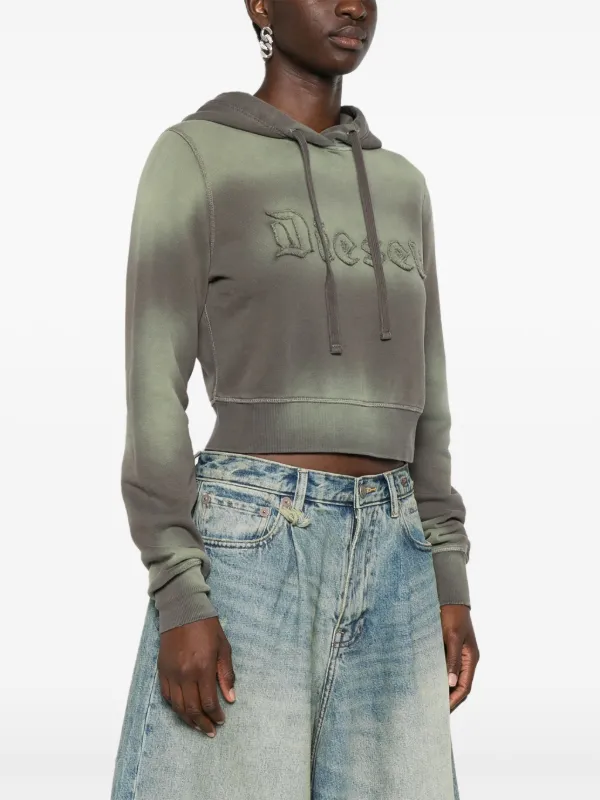 DIESEL グレー フード付きパーカー 新品 クロップド Diesel Slimmy クロップド パーカー | グリーン | FARFETCH JP