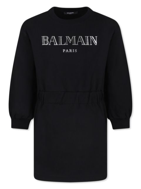 logo-embroidered organic cotton sweatshirt dress