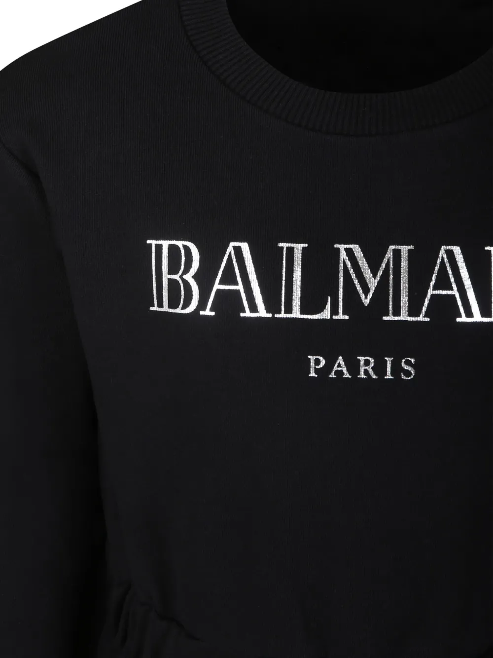 Shop Balmain Logo-embroidered Organic Cotton Sweatshirt Dress In Black