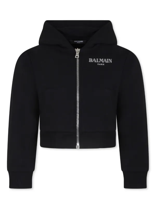 Balmain Kids Zipped Hoodie Jacket Black FARFETCH TR