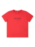 Balmain Kids button-back cotton t-shirt - Red