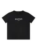 Balmain Kids button-back cotton t-shirt - Black