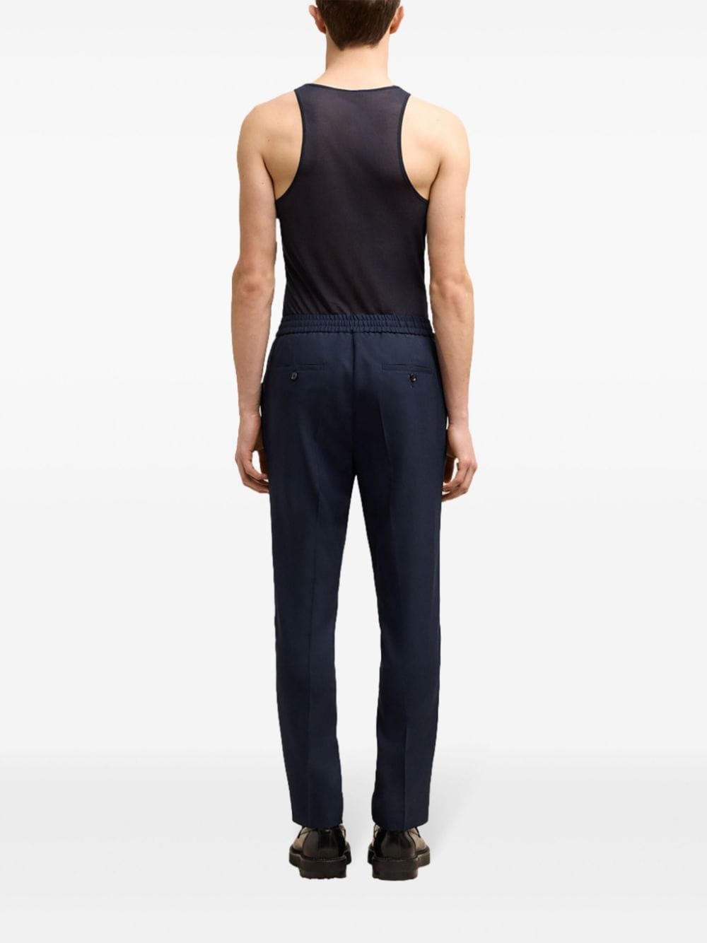 Shop Ami Alexandre Mattiussi Wool Straight-leg Trousers In Blue