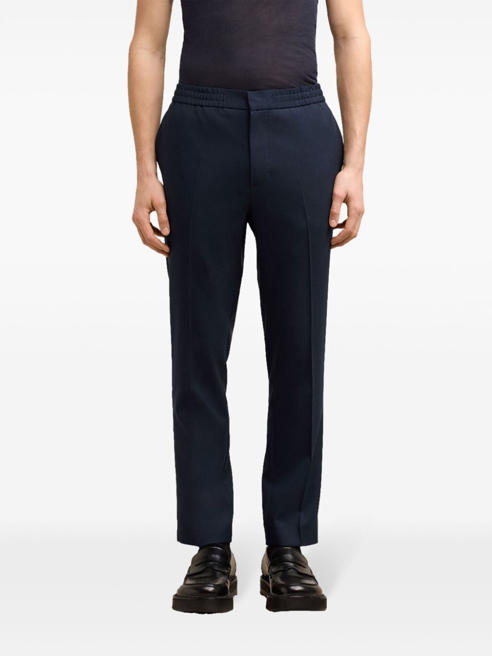 Shop Ami Alexandre Mattiussi Wool Straight-leg Trousers In Blue