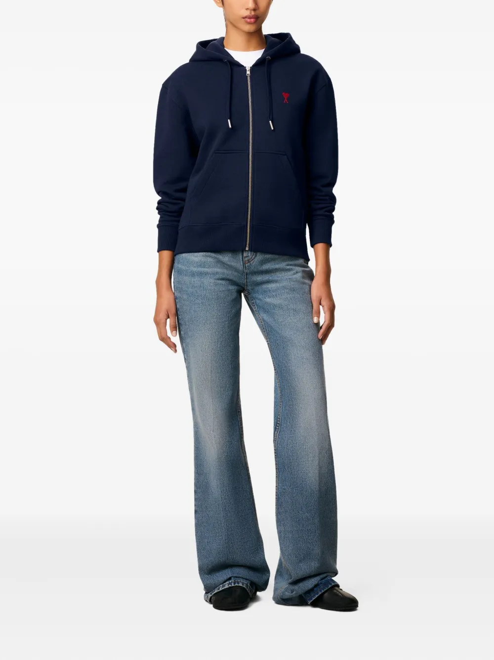 AMI Paris Hoodie met rits Blauw