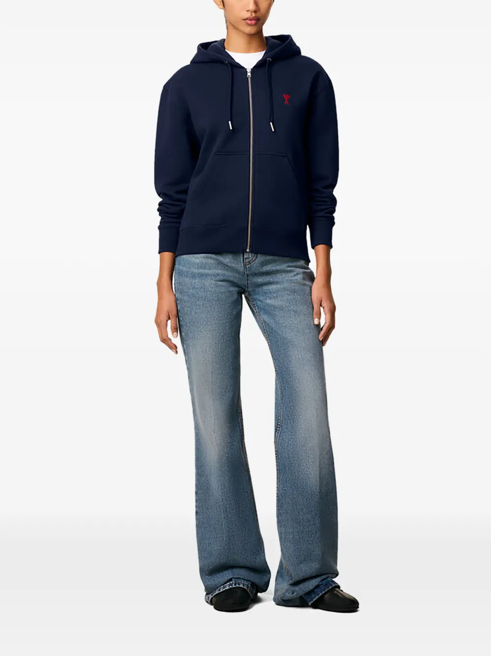 AMI Paris Ami de Coeur hoodie van biologisch katoen met rits Blauw