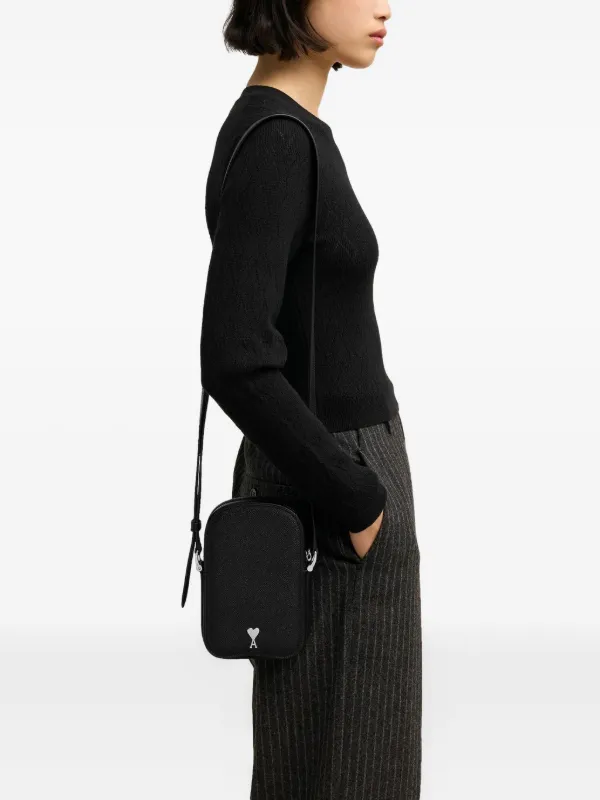 ♥️AMI PARISブラックショルダーバッグ AMI Paris Paris Paris Vertical ショルダーバッグ | ブラック