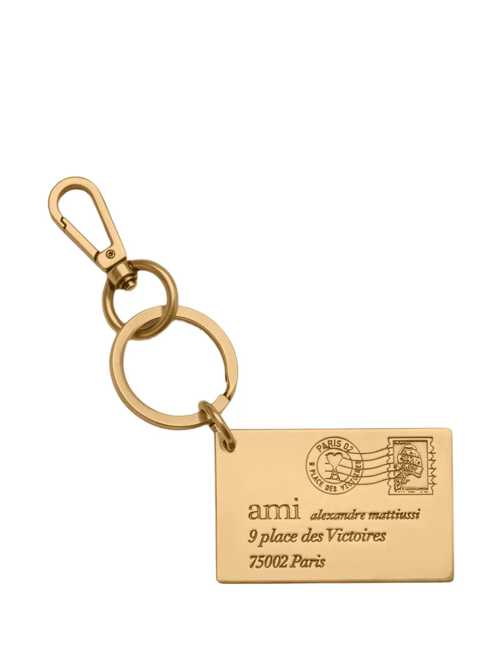 AMI Paris Enveloppe logo-debossed keyring | Gold | Image 1