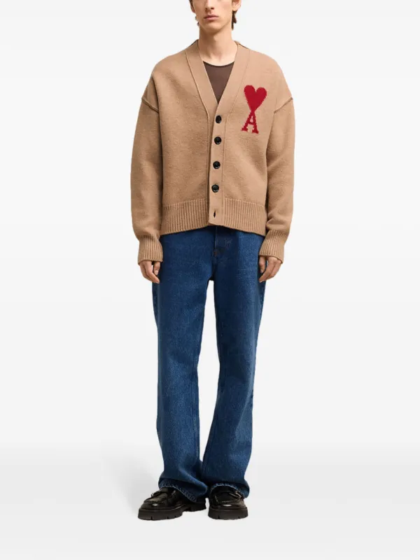 【正規品・新品】AMI PARIS AMI DE COEUR カーディガン Ami De Coeur カーディガン オフホワイト/ レッド | AMI PARIS