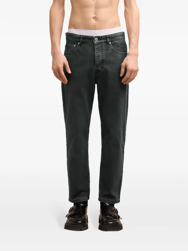 AMI Paris Logo Patch Tapered Jeans | Black | FARFETCH