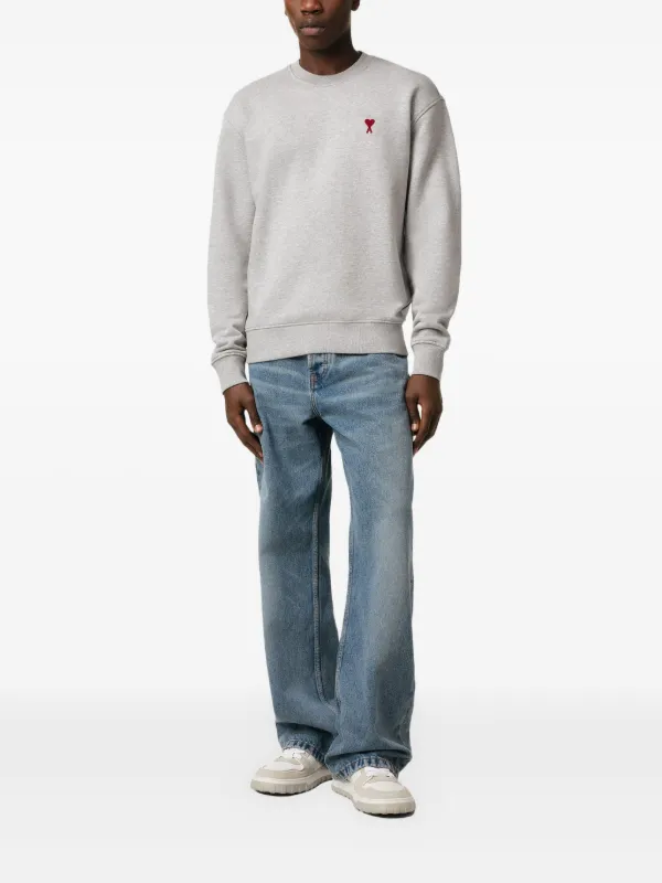 AMI Paris Ami De Coeur Cotton Sweatshirt | Grey | FARFETCH
