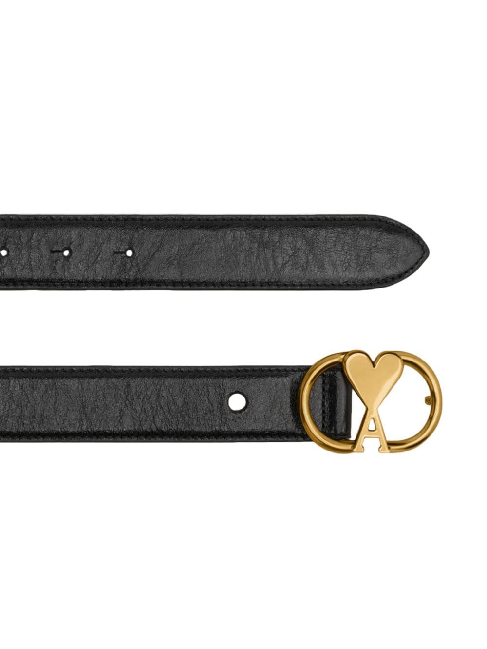 Shop Ami Alexandre Mattiussi Ami De Coeur-buckle Leather Belt In Black